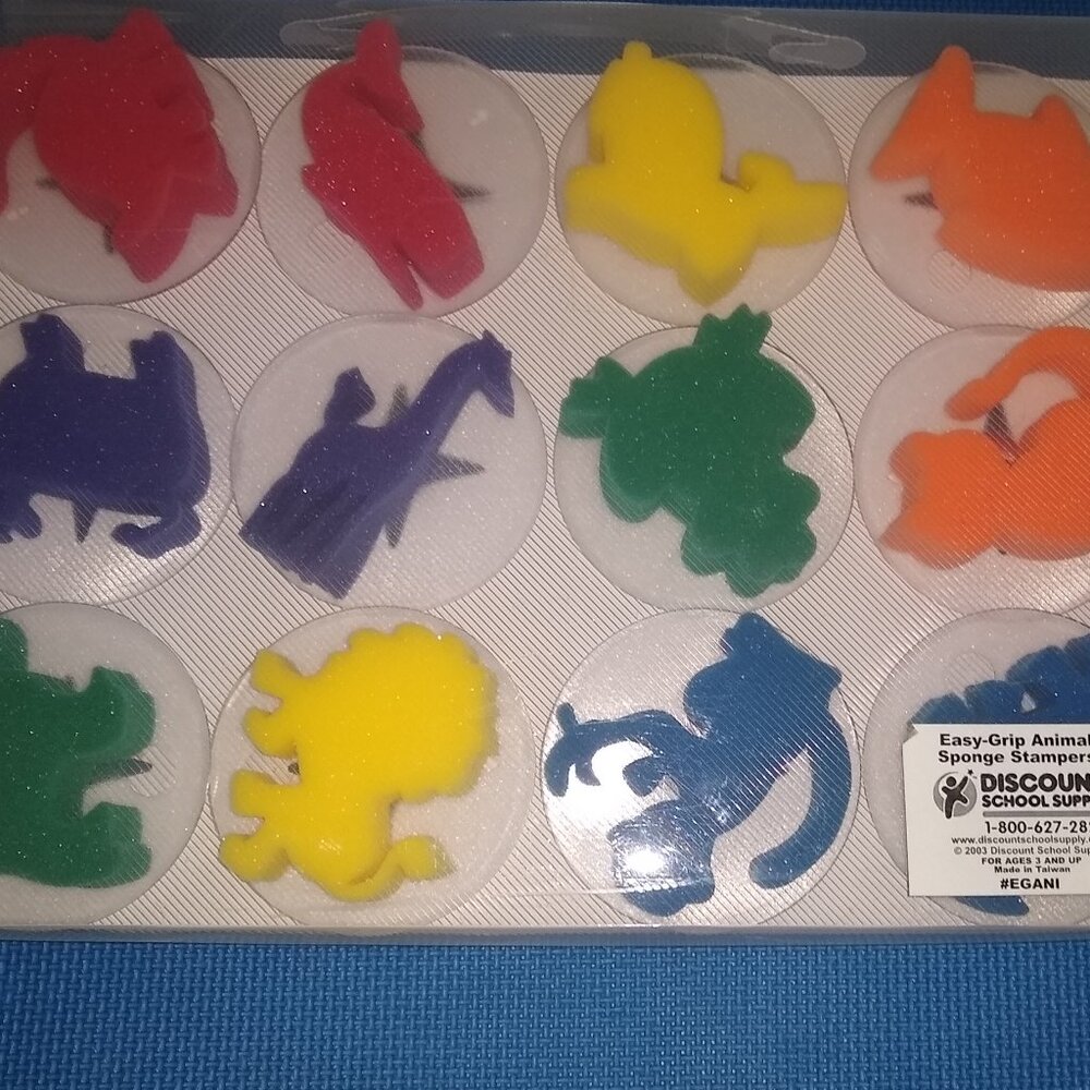 Discount School Supply Easy Grip Animal Sponge Stampers x 12 New Stamps New